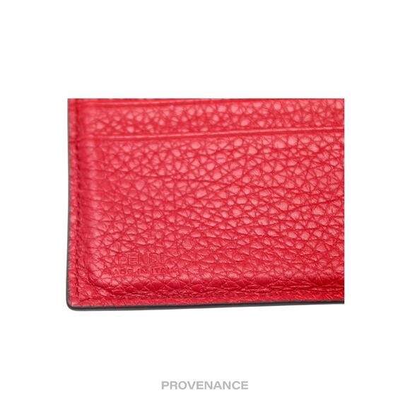 🔴 Fendi  FF Logo Bifold Wallet - Pebbled Red Leather - Picture 8 of 11